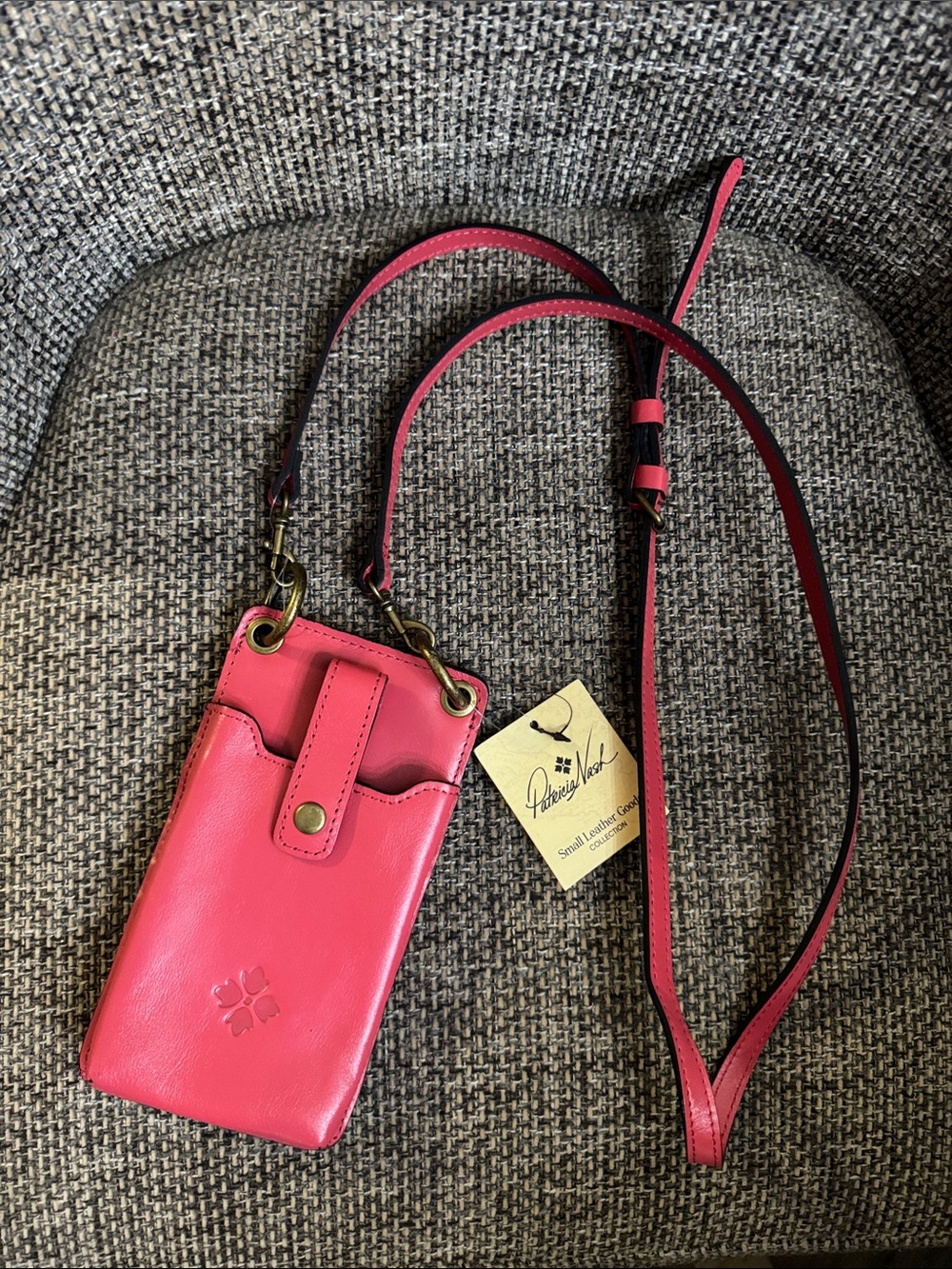 Pink Leather Crossbody Phone Wallet